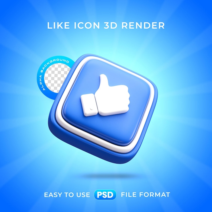 Gratis PSD zoals logo icoon geïsoleerde 3d-render illustratie