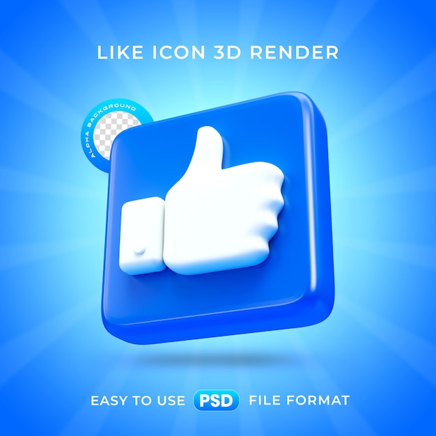 Gratis PSD zoals reactie icon isolated 3d render illustratie