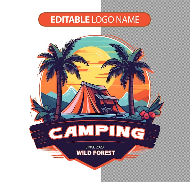 Zomer camping logo geïsoleerd op de achtergrond