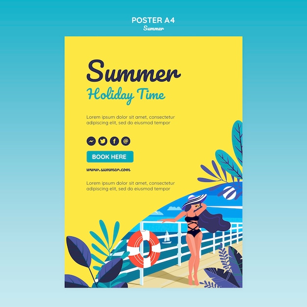 Gratis PSD zomer concept poster sjabloon