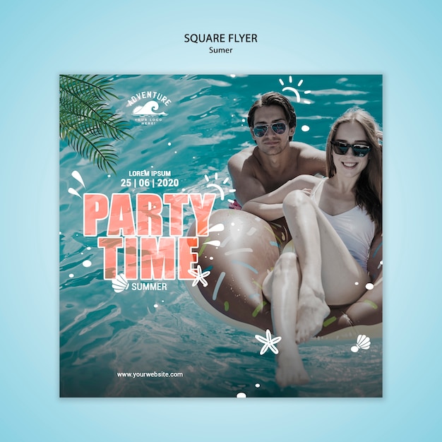 Gratis PSD zomer concept vierkante flyer