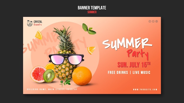 Gratis PSD zomer horizontale banner sjabloon