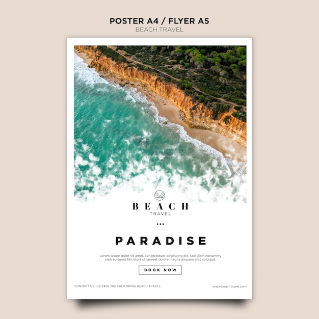 Gratis PSD zomer oceaan golven poster sjabloon