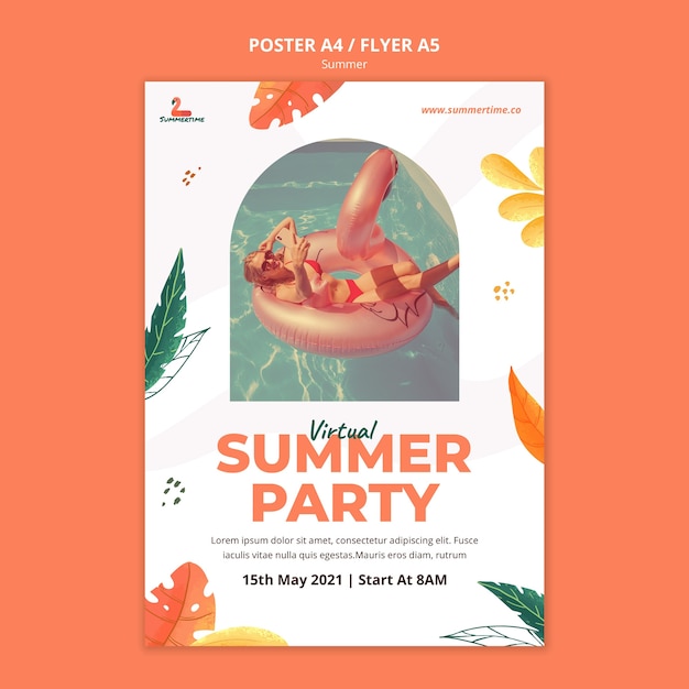 Gratis PSD zomer partij poster sjabloon