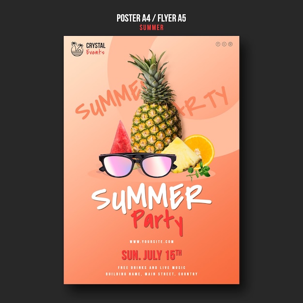 Gratis PSD zomer poster of flyer-sjabloon