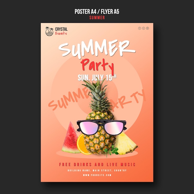 Gratis PSD zomer poster of flyer-sjabloon