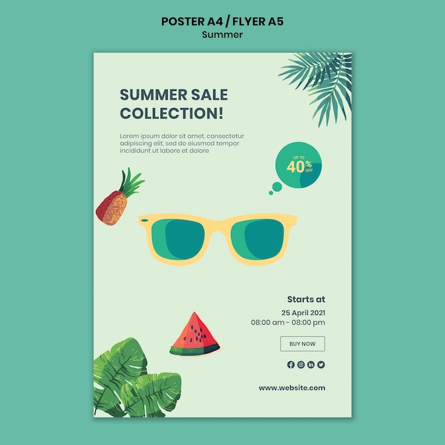 Gratis PSD zomer poster of flyer-sjabloon