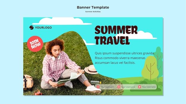 Zomer reizen sjabloon banner