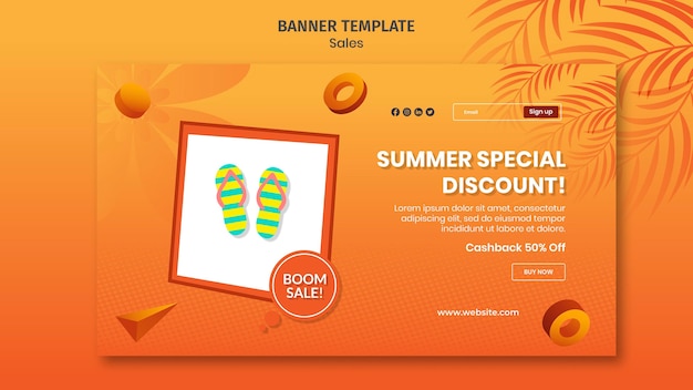 Gratis PSD zomer speciale verkoop sjabloon voor spandoek