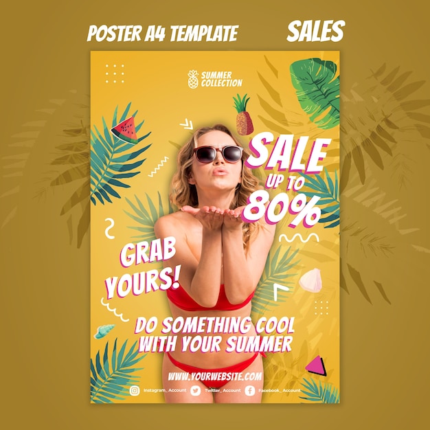 Gratis PSD zomer verkoop afdruksjabloon