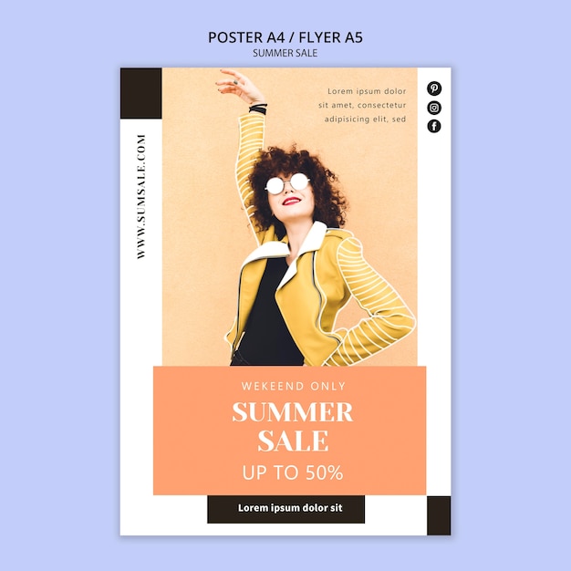 Gratis PSD zomer verkoop flyer-sjabloon