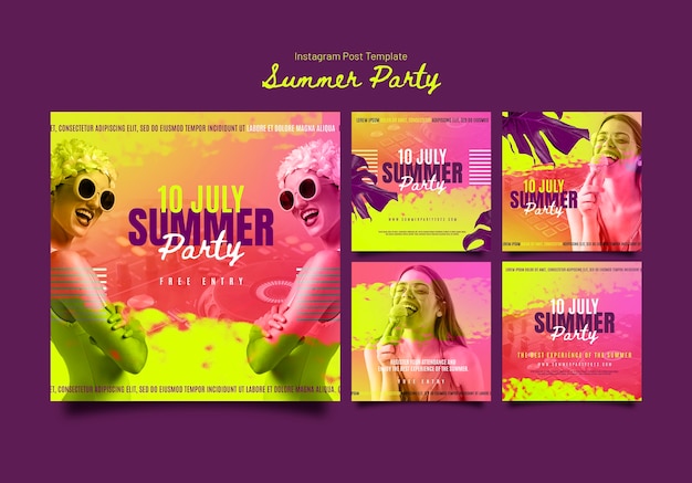 Gratis PSD zomerfeest instagram-berichten