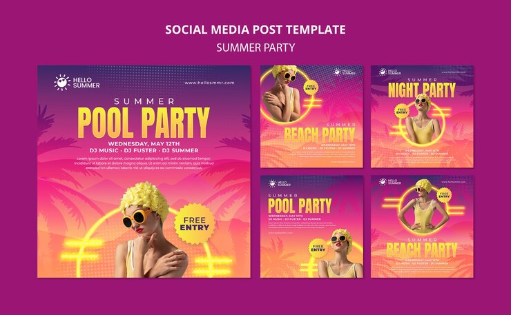 Gratis PSD zomerfeest instagram verhalencollectie