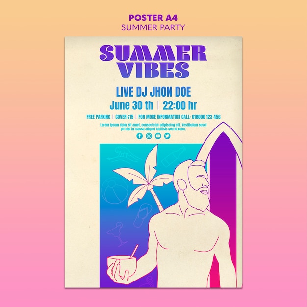 Gratis PSD zomerfeest poster sjabloon thema