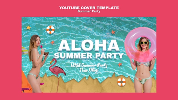 Gratis PSD zomerfeest youtube-voorbladsjabloon