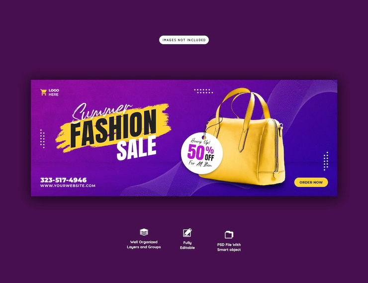 Gratis PSD zomermode verkoop facebook voorbladsjabloon