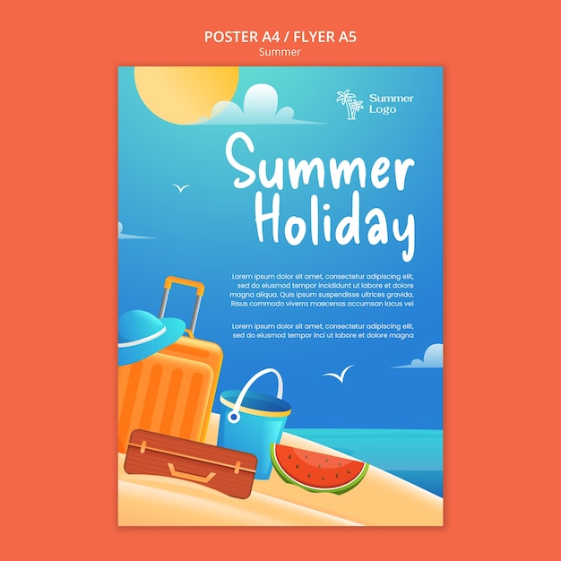 Gratis PSD zomervakantie poster sjabloon