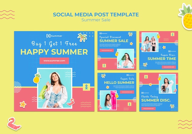 Gratis PSD zomerverkoop social media posts