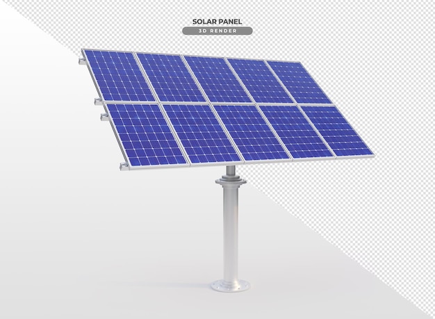 Zonne-energieplaten op aluminium hangende basis 3D-realistische render