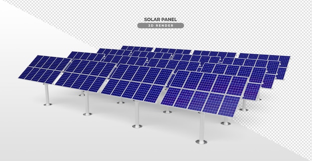 Zonne-energieplaten op aluminium hangende basis 3d-realistische render