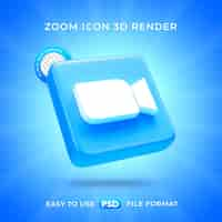 Gratis PSD zoom social media icon 3d rendering van het logo