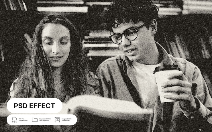 Gratis PSD zwart foto-effect