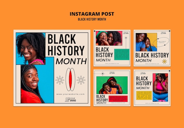 Gratis PSD zwarte geschiedenis maand instagram posts