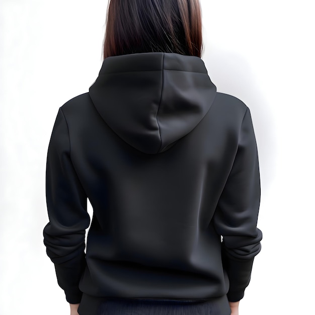 Gratis PSD zwarte hoodie voor vrouwen op een witte achtergrond 3d-weergave