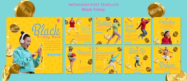 Gratis PSD zwarte vrijdag instagram posts