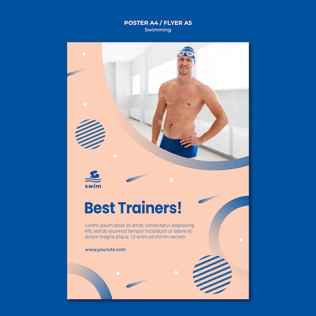 Gratis PSD zwemmen beste trainers poster sjabloon