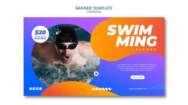 Gratis PSD zwemmen concept voor banner