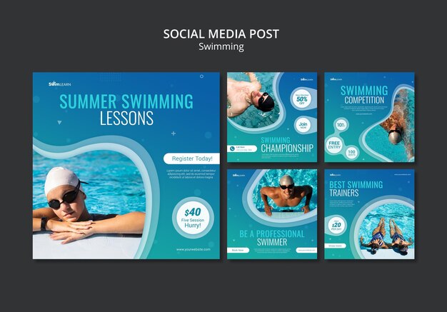 Zwemmen op social media-berichten met foto