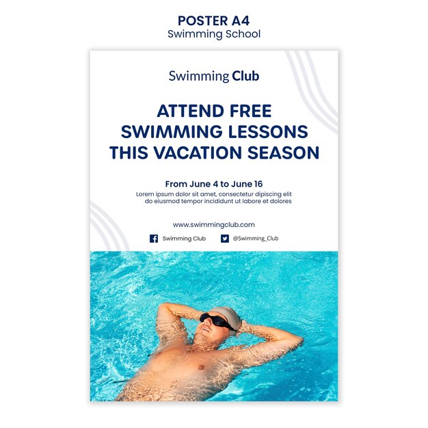 Zwemmen school poster sjabloon