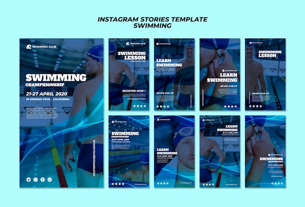 Zwemsjabloon voor instagramverhalen