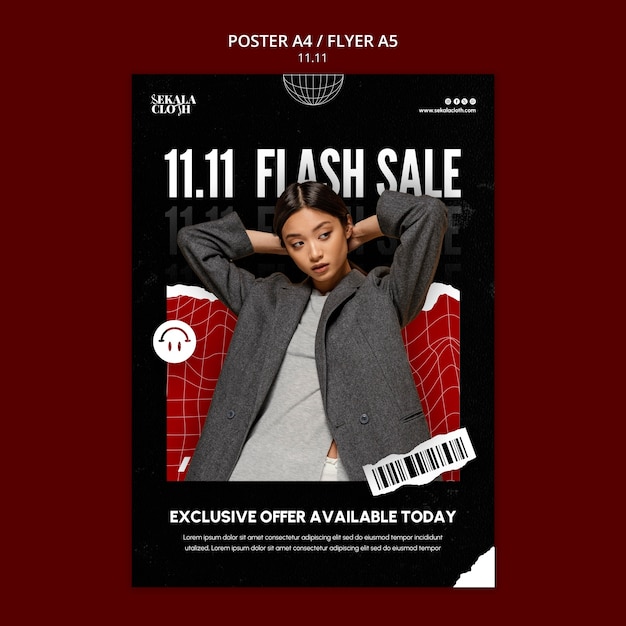 PSD gratuit 11.11 modèle d'affiche de vente flash