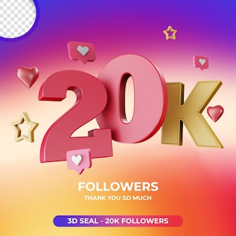 20 000 abonnés avec l'icône instagram 3d