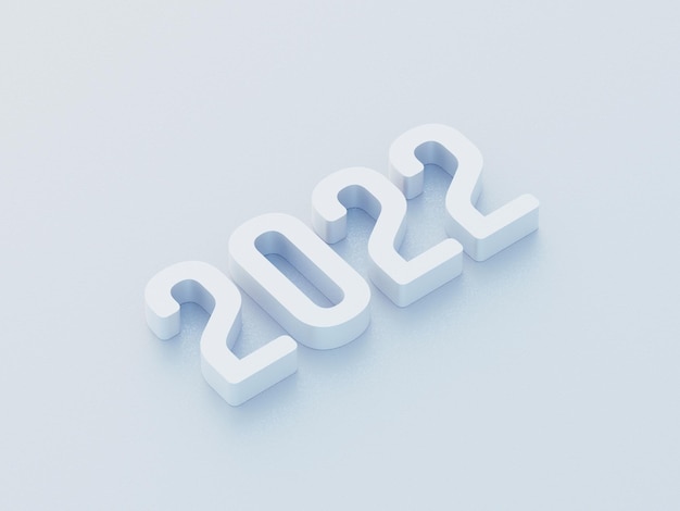 2022 bonne année rendu 3d isolé sur fond transparent