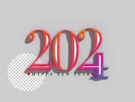 PSD gratuit 2024 bonne année lettrage typographique transparent psd