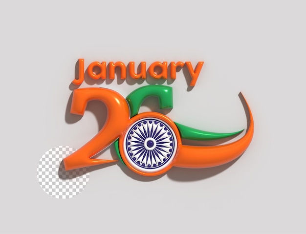 PSD gratuit 26 hanuary journée de la république indienne typographique transparente psd