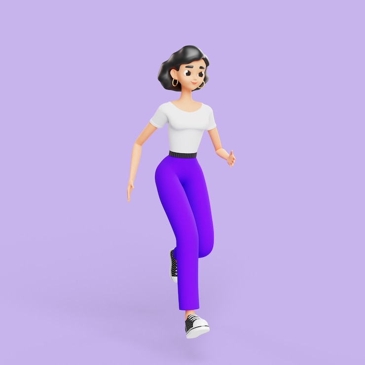 PSD gratuit 3d, femme, marche, posture