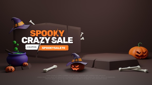 PSD gratuit 3d halloween promotion promotion vente podium