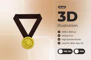 PSD gratuit 3d icon gym, médaille d'or