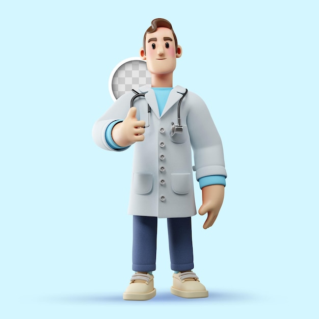 PSD gratuit 3d, illustration, de, docteur, pouces haut