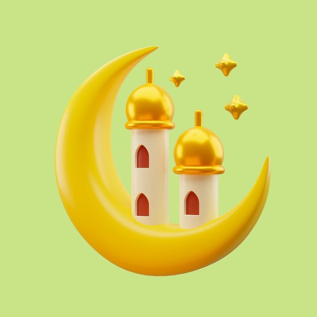 3d illustration du croissant de lune du ramadan