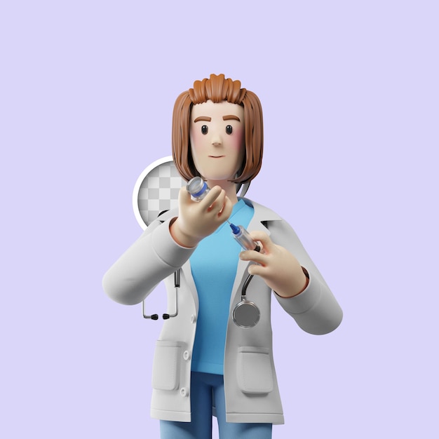 PSD gratuit 3d illustration de femme médecin avec injection