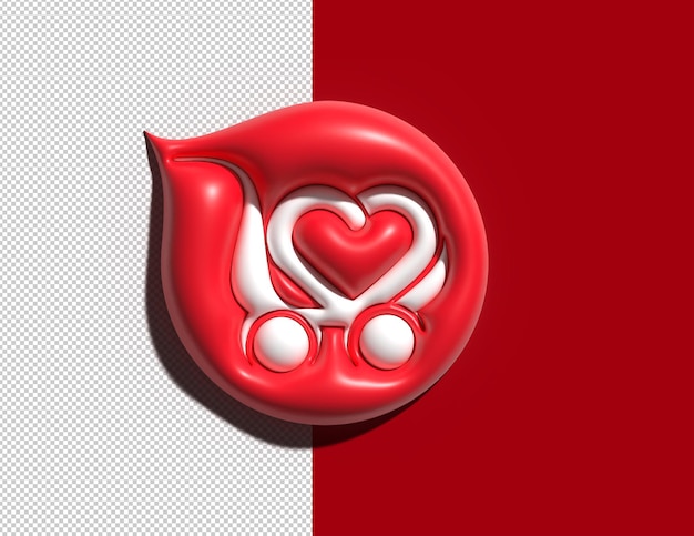 3d j'aime faire du shopping avec panier comme coeur, fichier psd transparent de conception de rendu 3D.