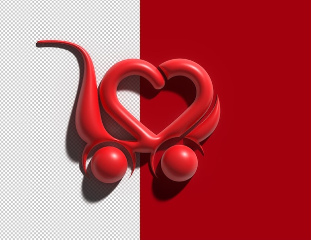 PSD gratuit 3d j'aime faire du shopping avec panier comme coeur, fichier psd transparent de conception de rendu 3d.