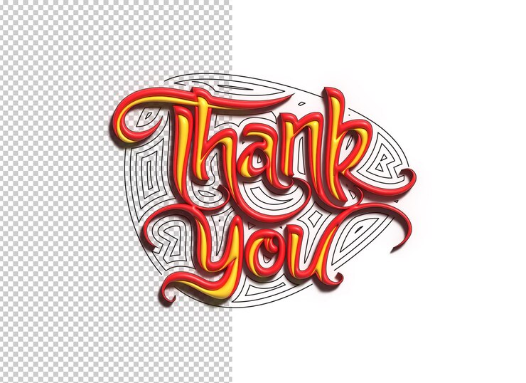 PSD gratuit 3d merci lettrage typographique transparent psd
