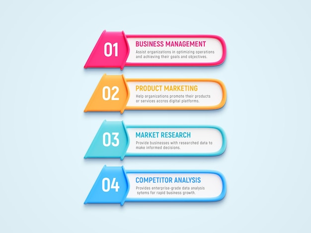 PSD gratuit 4 étapes créatives de conception d'infographies d'affaires