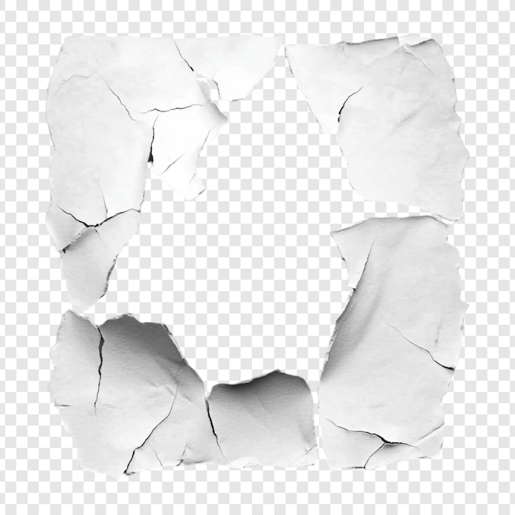PSD gratuit abstrait cadre de papier déchiré une image en niveaux de gris présentant